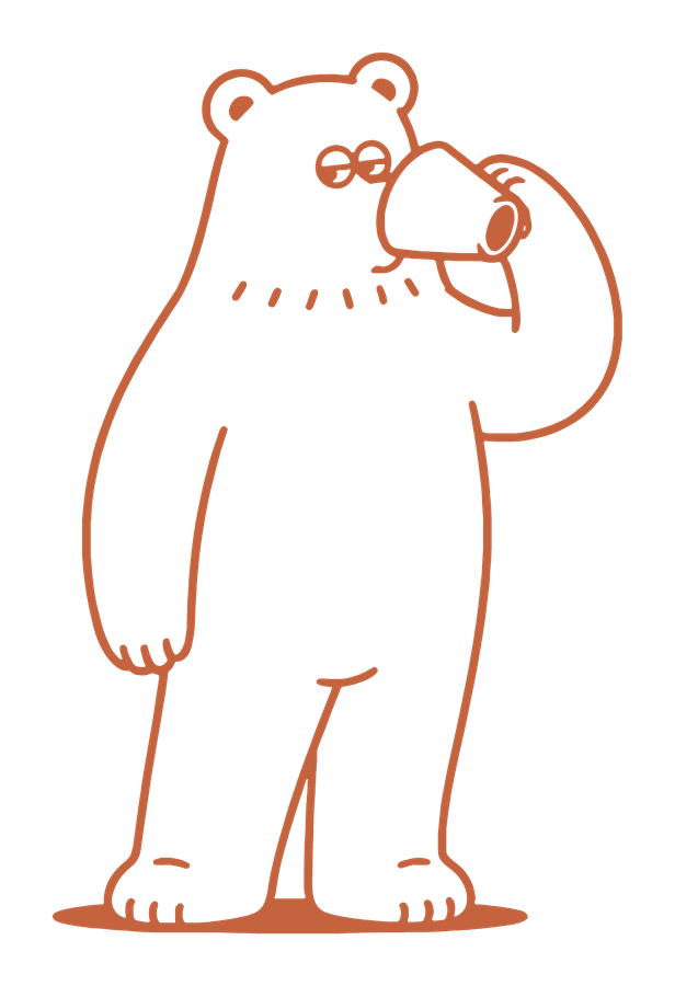 the here. coffee mascot
