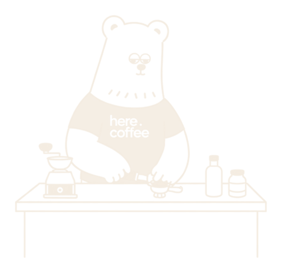 the here. coffee mascot
